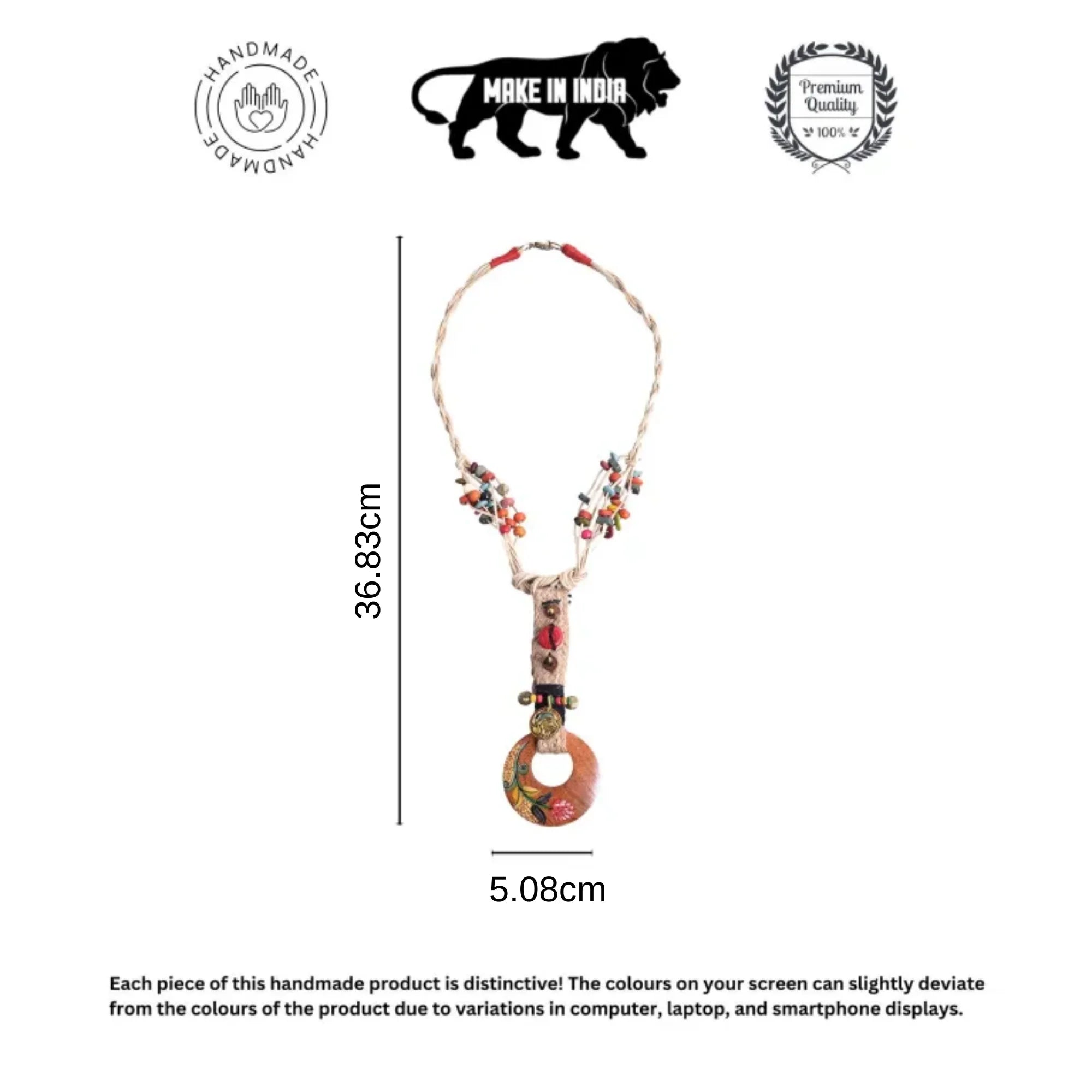 Natural Beauty: Round Pendant Handcrafted Jute Necklace