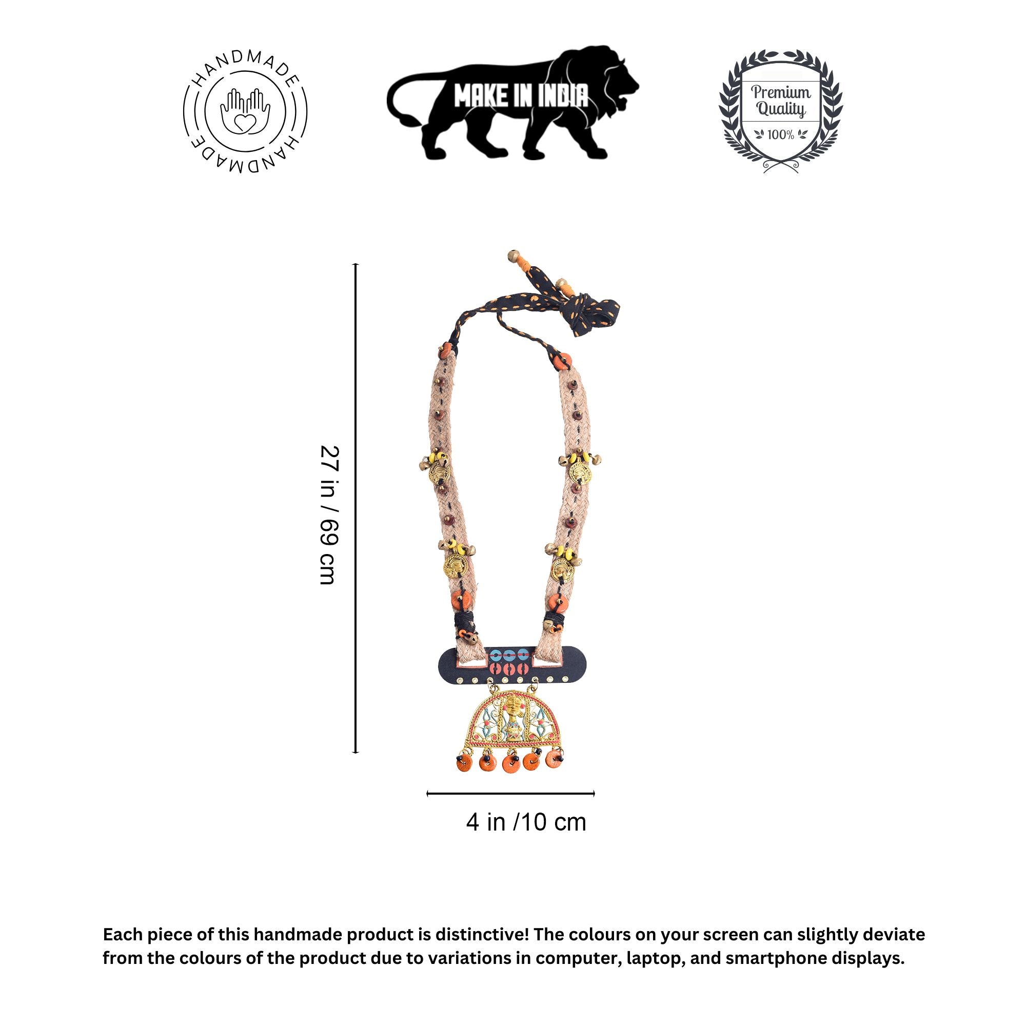 Semi-Circle Elegance: Handcrafted Jute Necklace with Brass