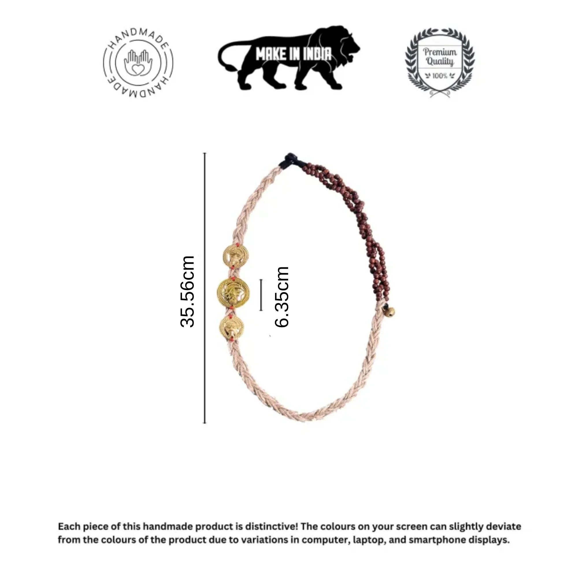 Boho Chic: Handcrafted Jute Necklace with Brass Figures