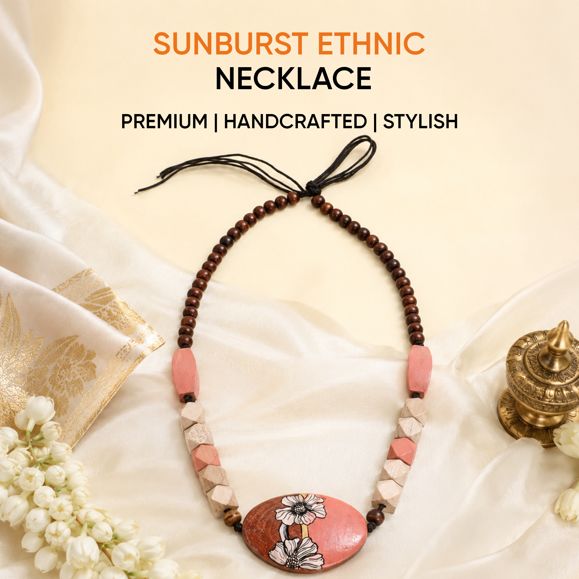 Artisanal Sunburst Medallion Handcrafted Ethnic Necklace