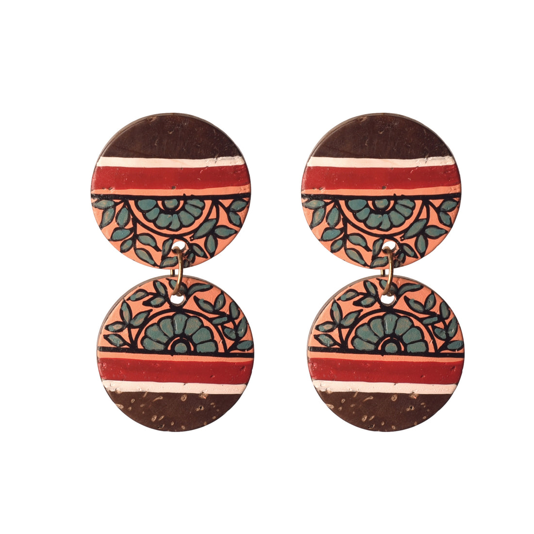 Floral Drops Handcrafted Tribal Wooden Earrings