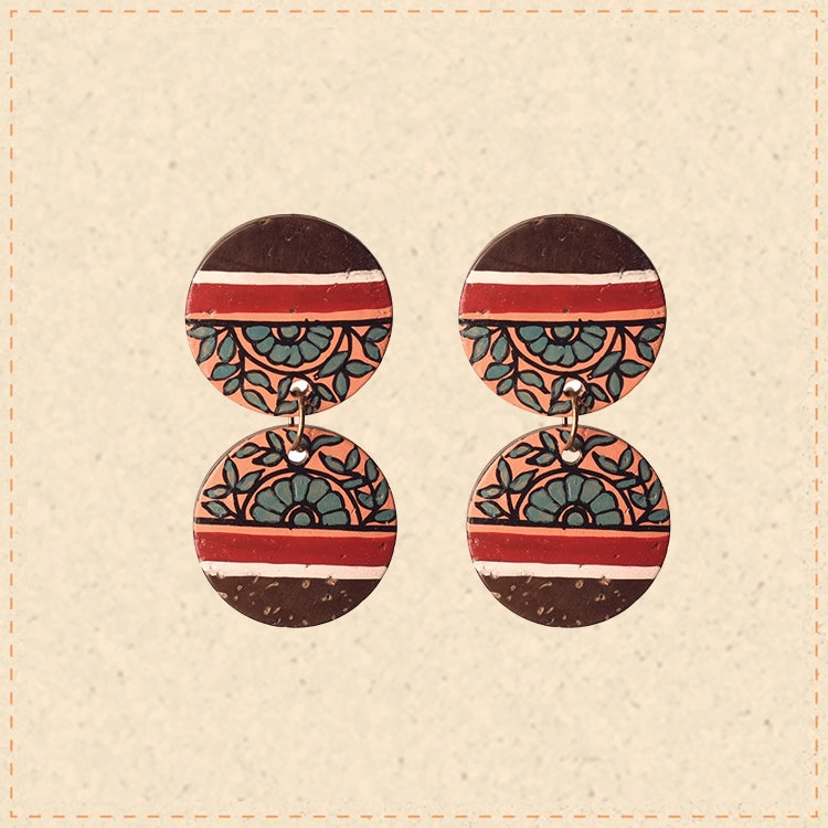 Floral Drops Handcrafted Tribal Wooden Earrings