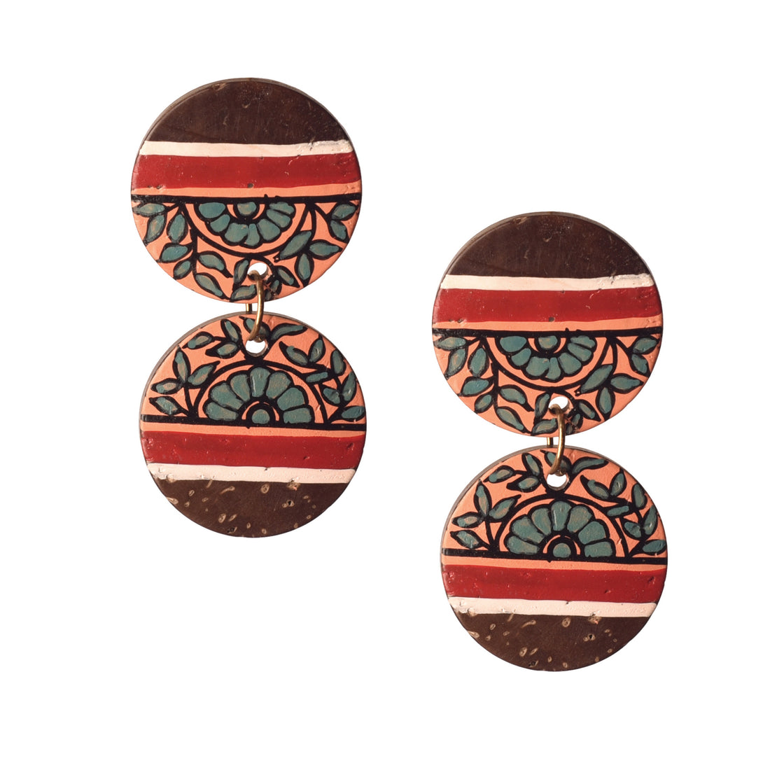 Floral Drops Handcrafted Tribal Wooden Earrings