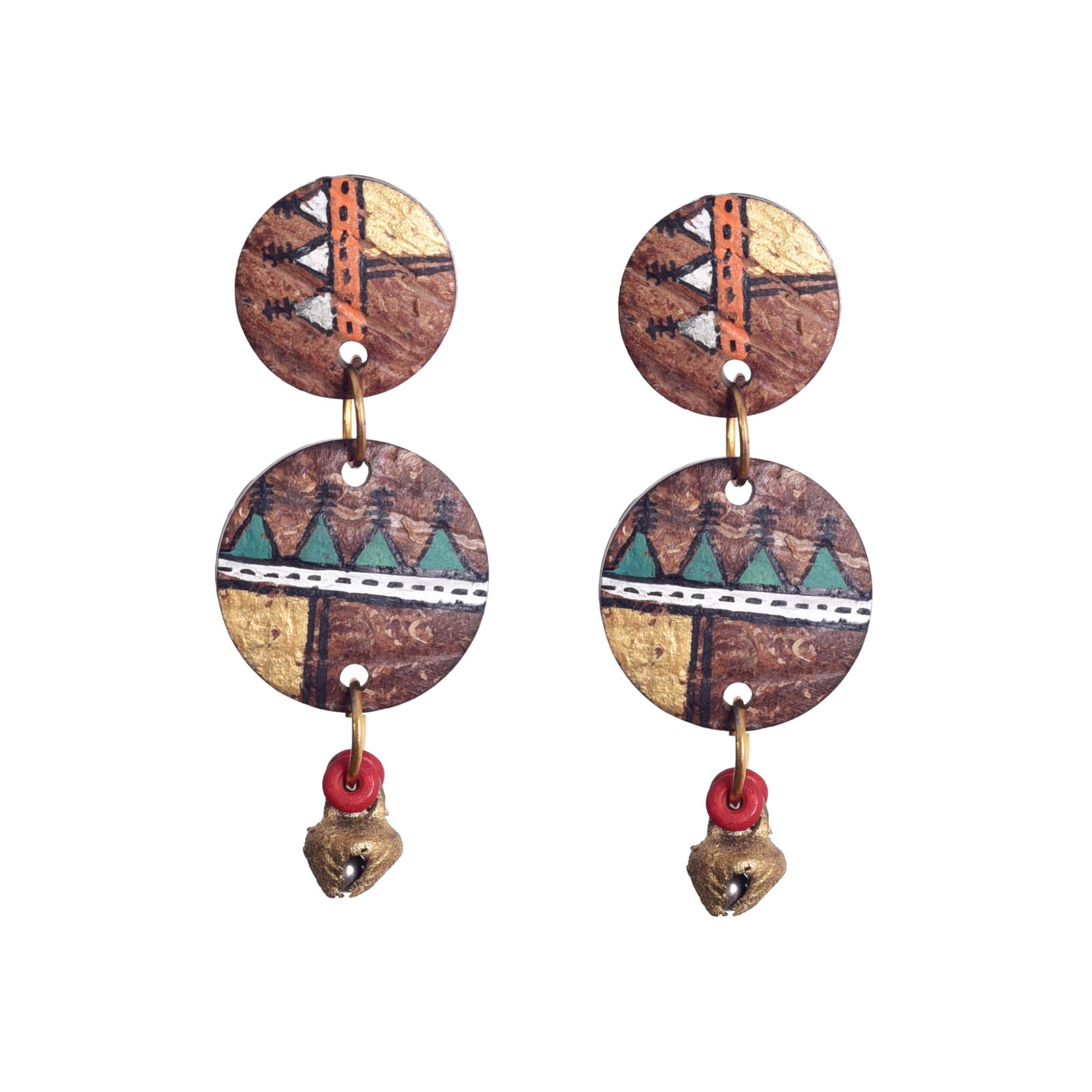 Ethnic Chic: Handcrafted Wooden Earrings with Warli Artwork
