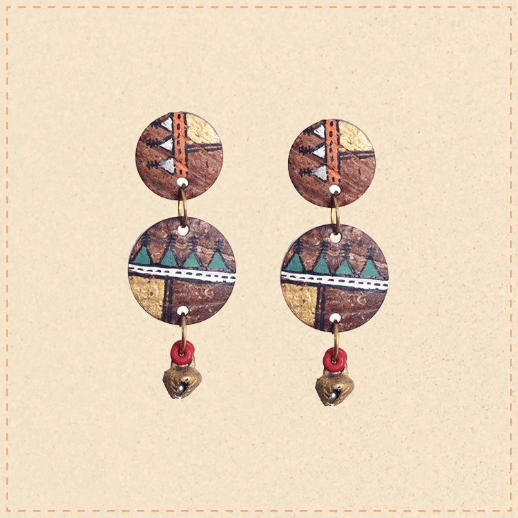 Ethnic Chic: Handcrafted Wooden Earrings with Warli Artwork