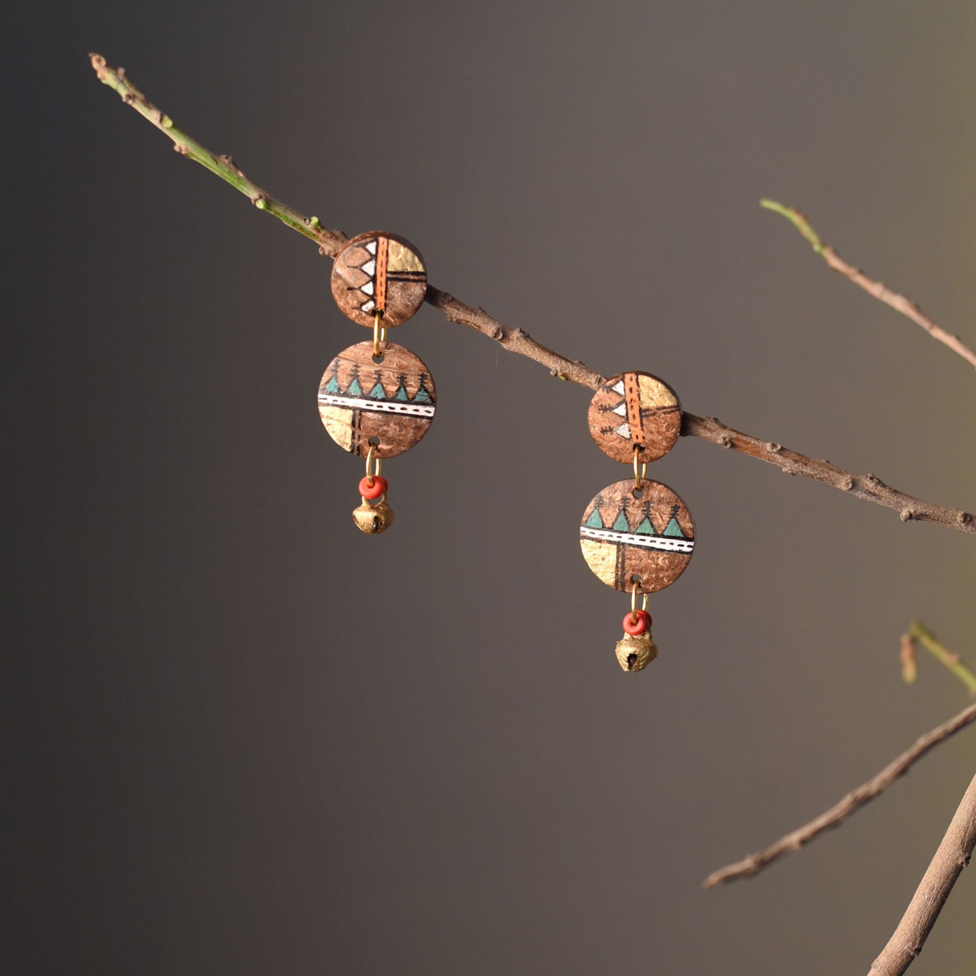 Ethnic Chic: Handcrafted Wooden Earrings with Warli Artwork