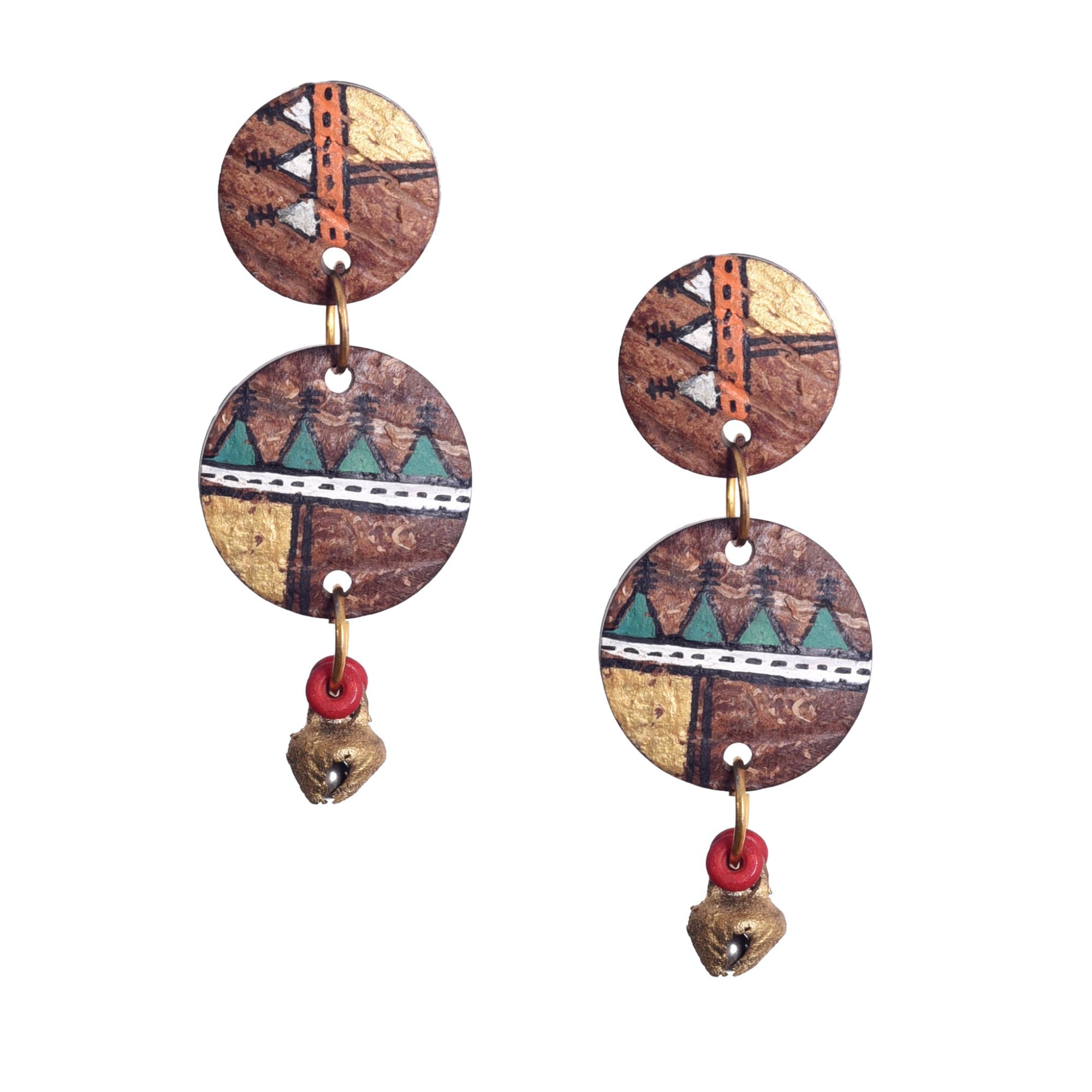 Ethnic Chic: Handcrafted Wooden Earrings with Warli Artwork