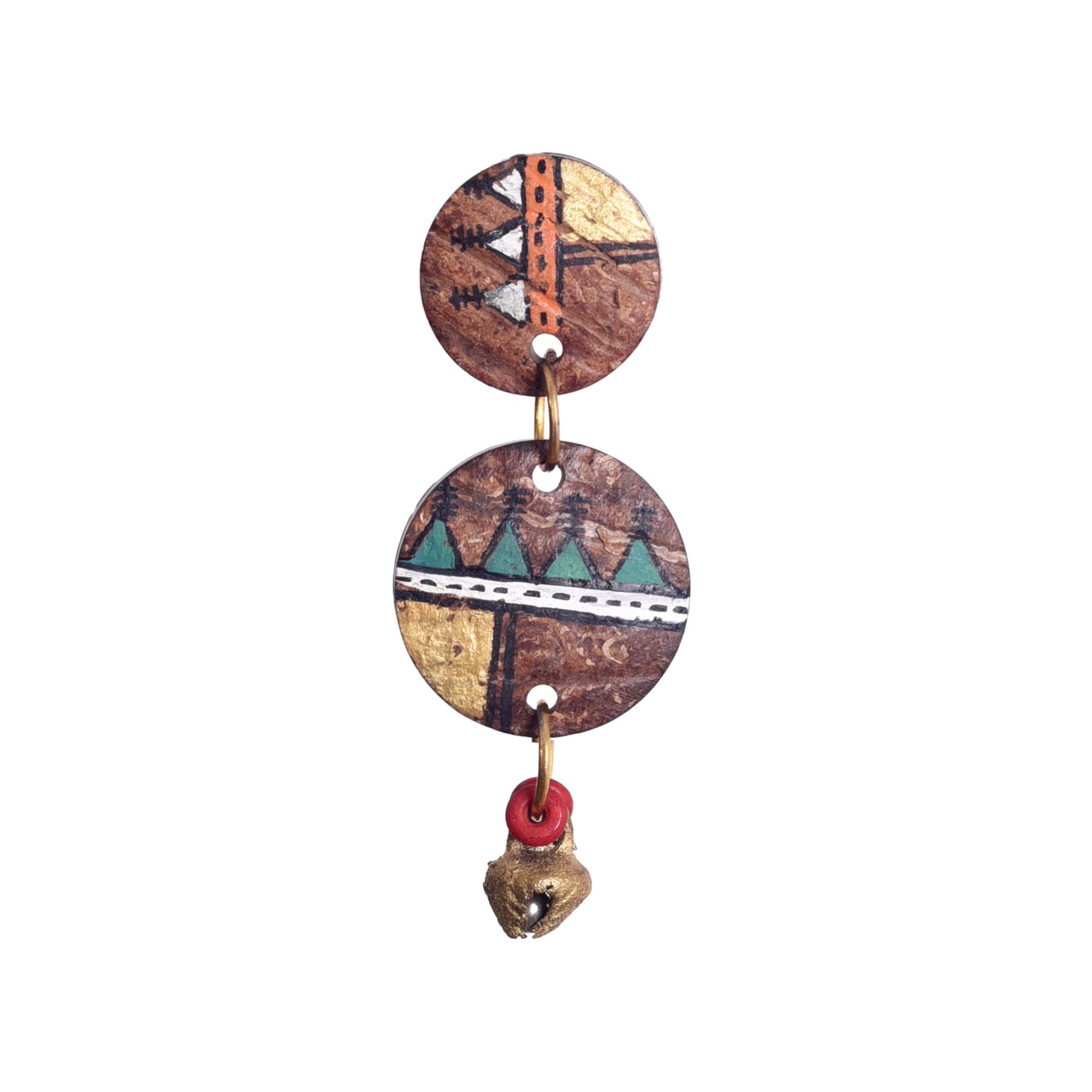 Ethnic Chic: Handcrafted Wooden Earrings with Warli Artwork