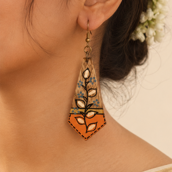The Floral Arrows Handcrafted Tribal Wooden Earrings