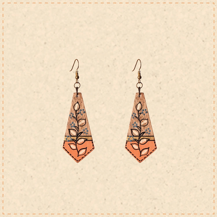 The Floral Arrows Handcrafted Tribal Wooden Earrings
