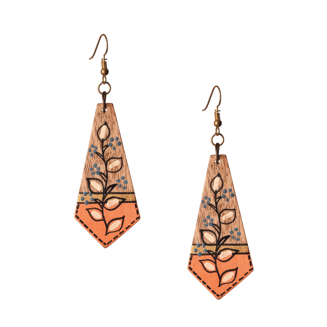 The Floral Arrows Handcrafted Tribal Wooden Earrings