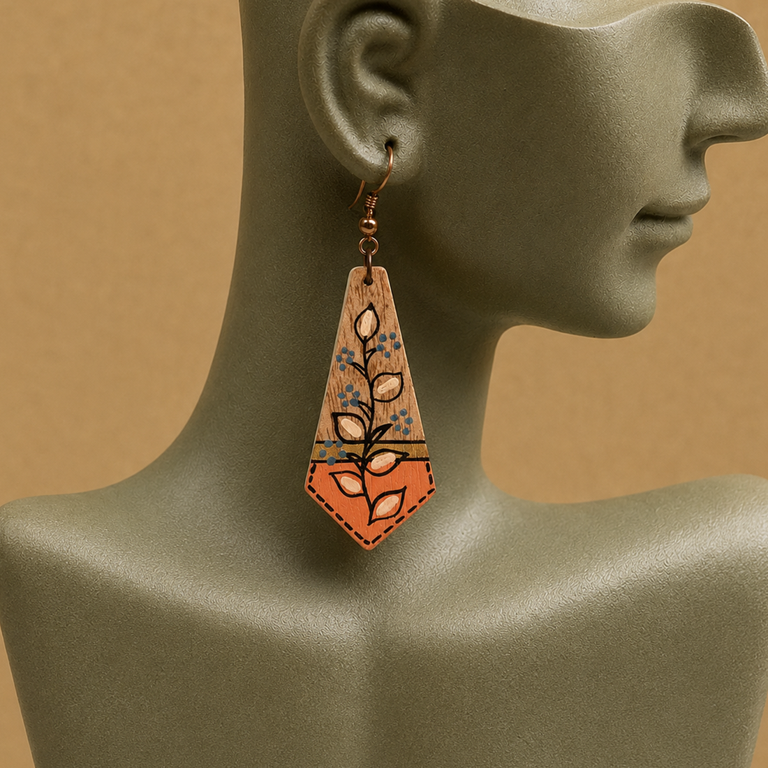The Floral Arrows Handcrafted Tribal Wooden Earrings