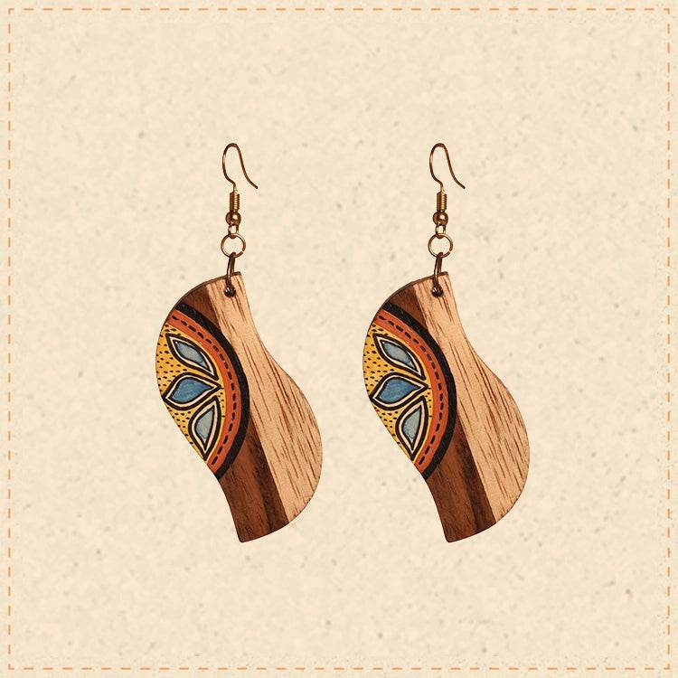 Orchid Handcrafted Tribal Wooden Earrings