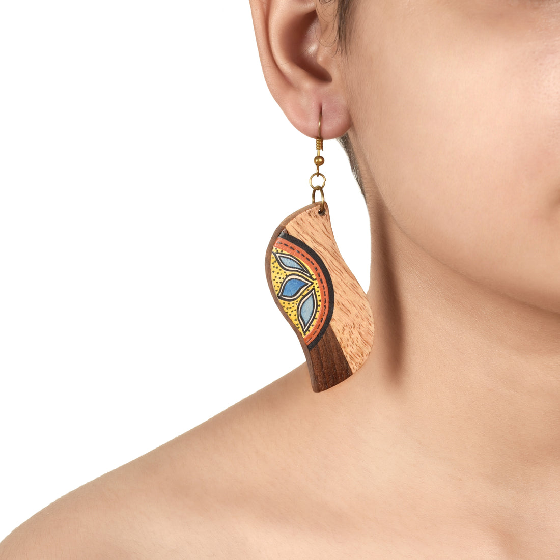 Orchid Handcrafted Tribal Wooden Earrings