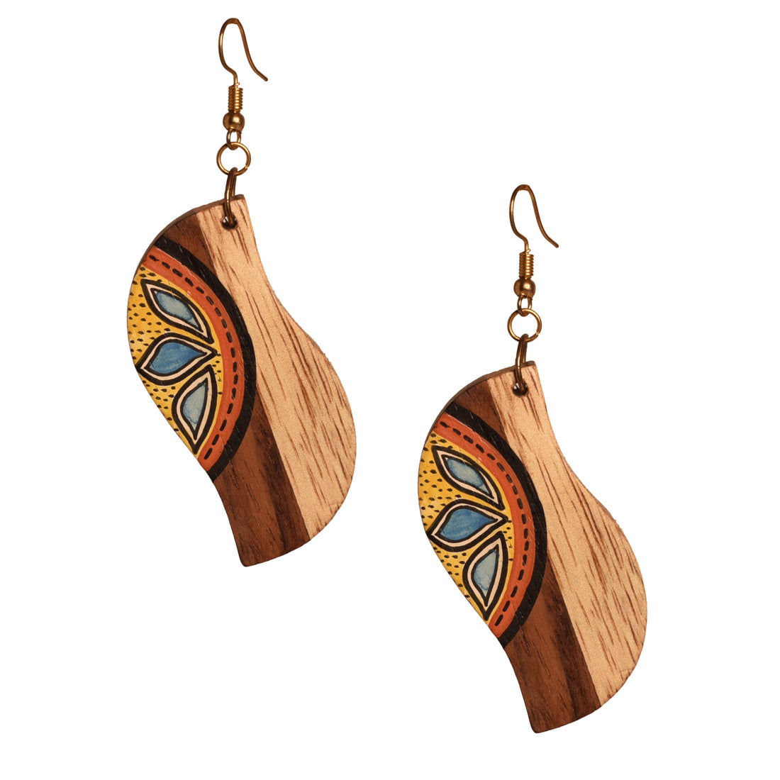 Orchid Handcrafted Tribal Wooden Earrings