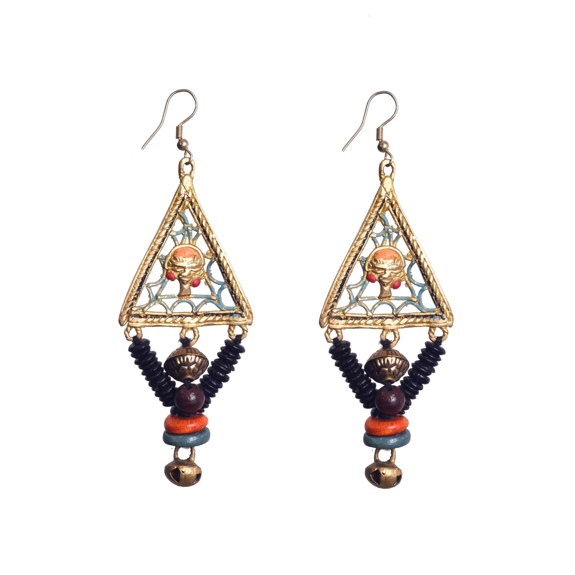 Geometric Elegance: Triangular Brass Earrings