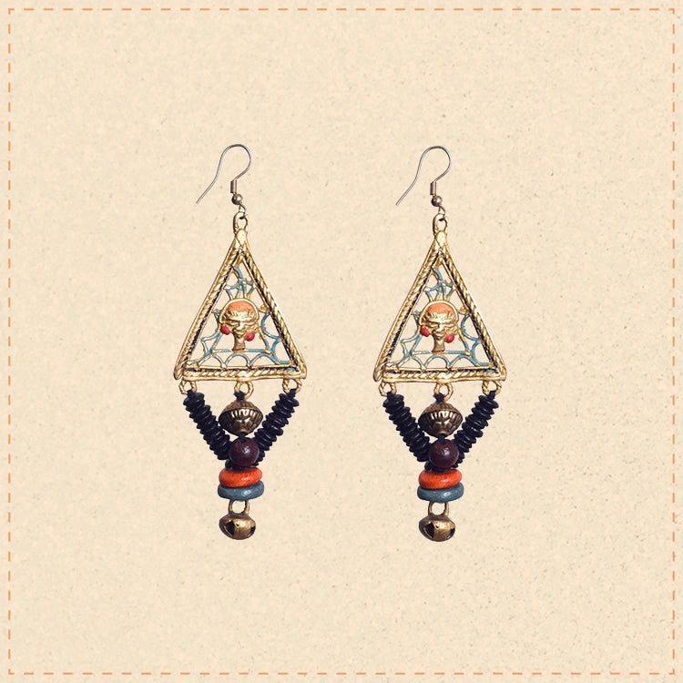 Geometric Elegance: Triangular Brass Earrings