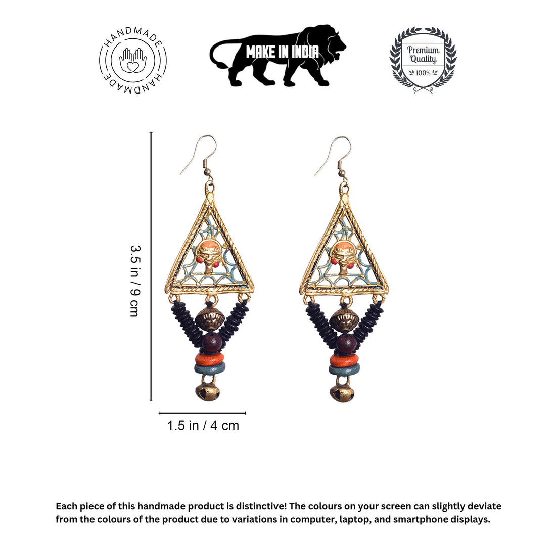 Geometric Elegance: Triangular Brass Earrings