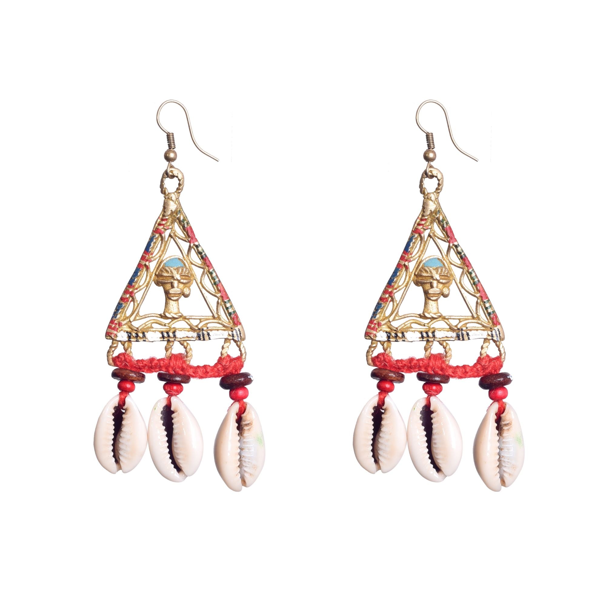 Geometric Elegance: Triangular Brass Conch Earrings