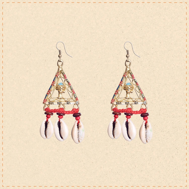 Geometric Elegance: Triangular Brass Conch Earrings