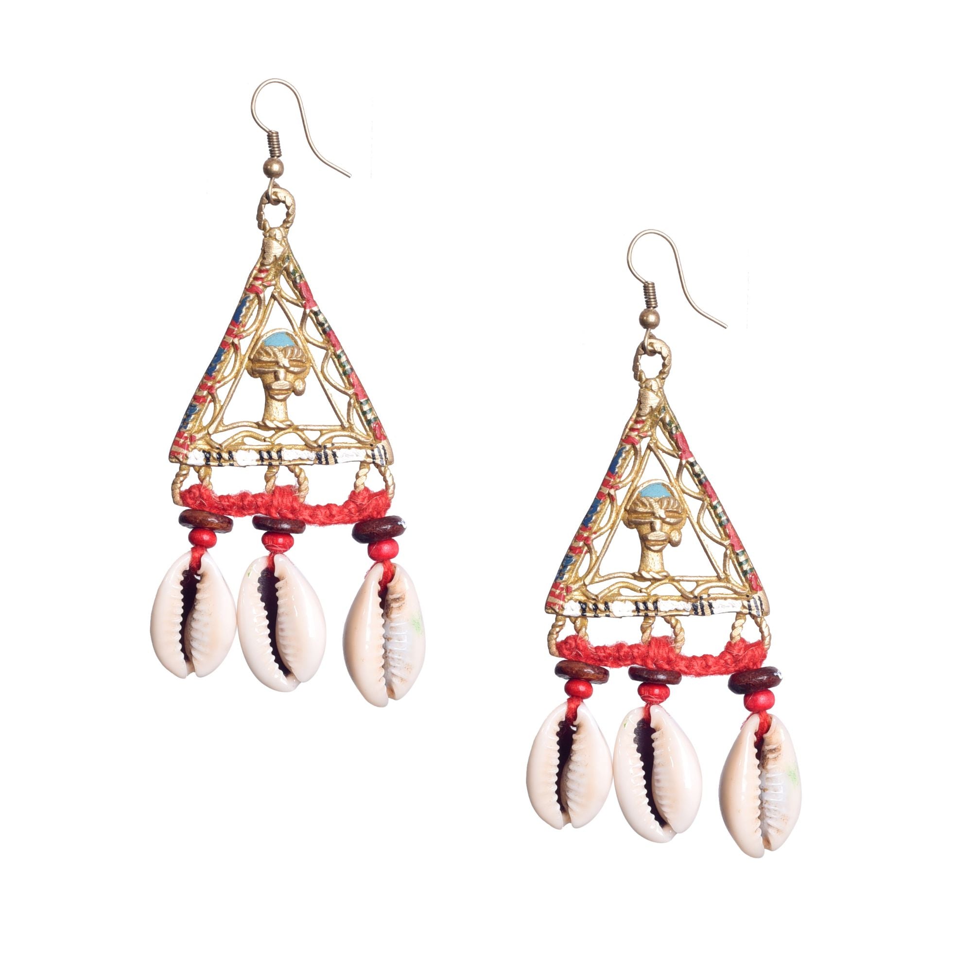 Geometric Elegance: Triangular Brass Conch Earrings