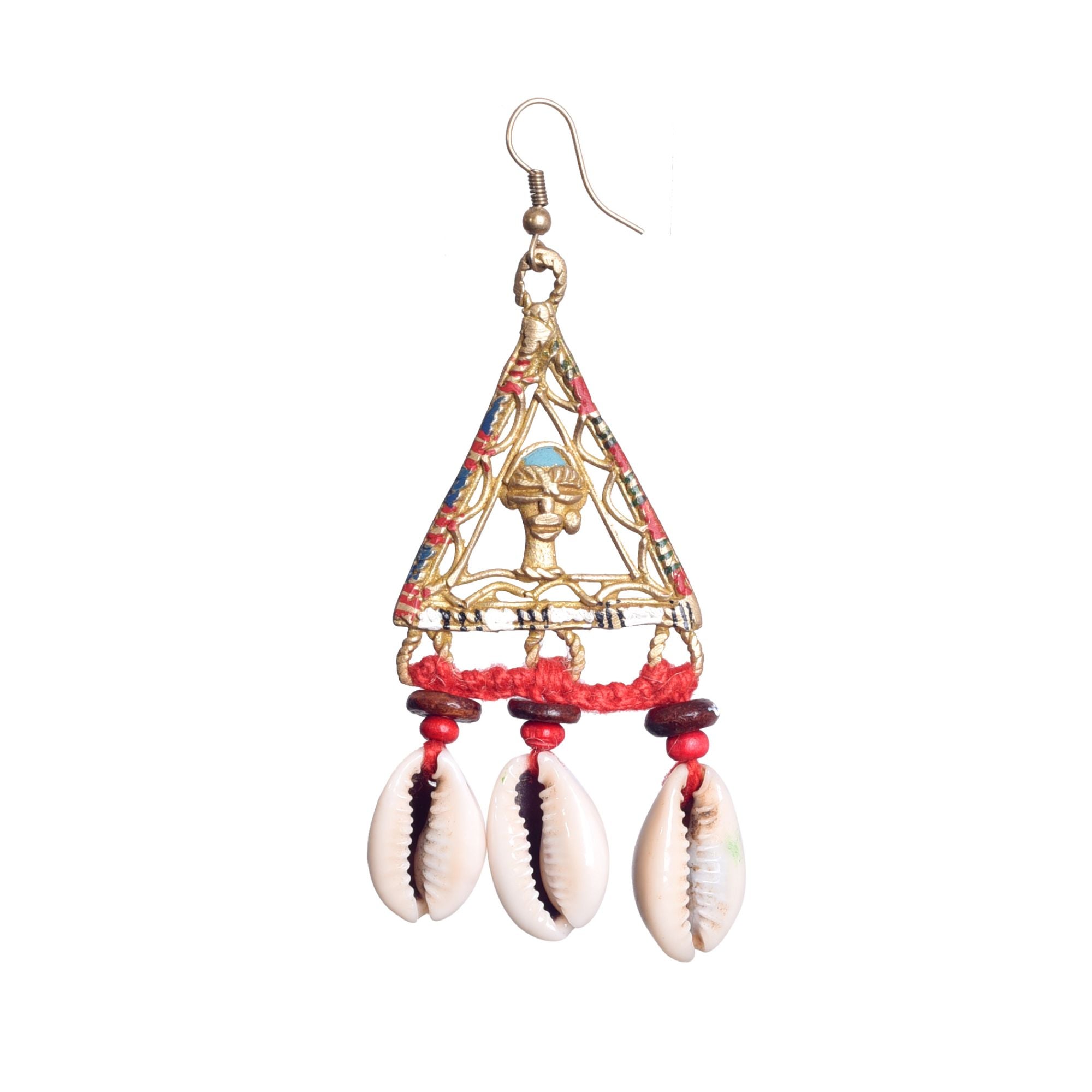 Geometric Elegance: Triangular Brass Conch Earrings