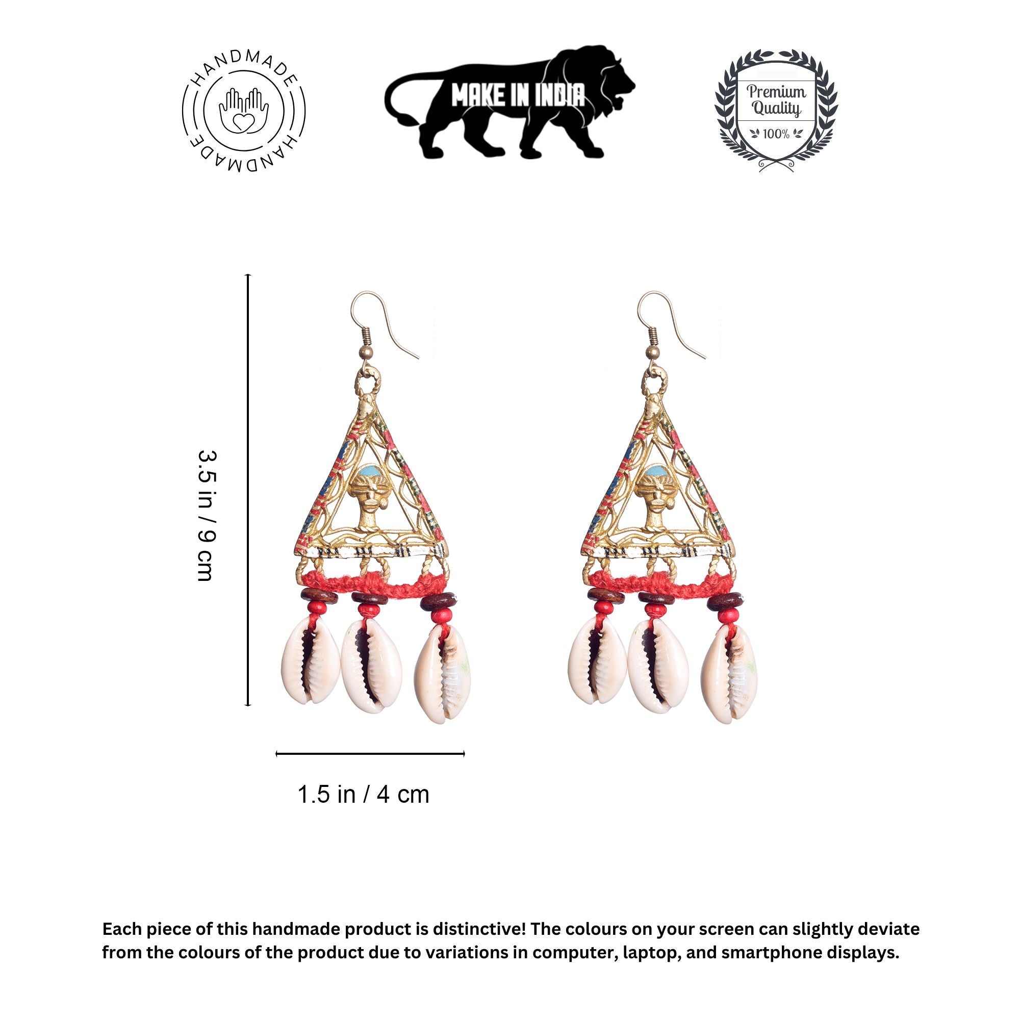 Geometric Elegance: Triangular Brass Conch Earrings