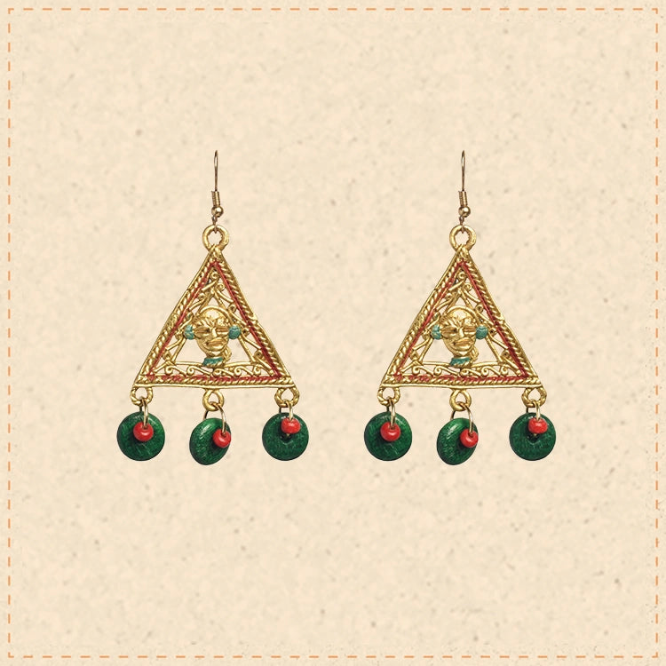 The Trinity Handcrafted Tribal Dhokra Earrings