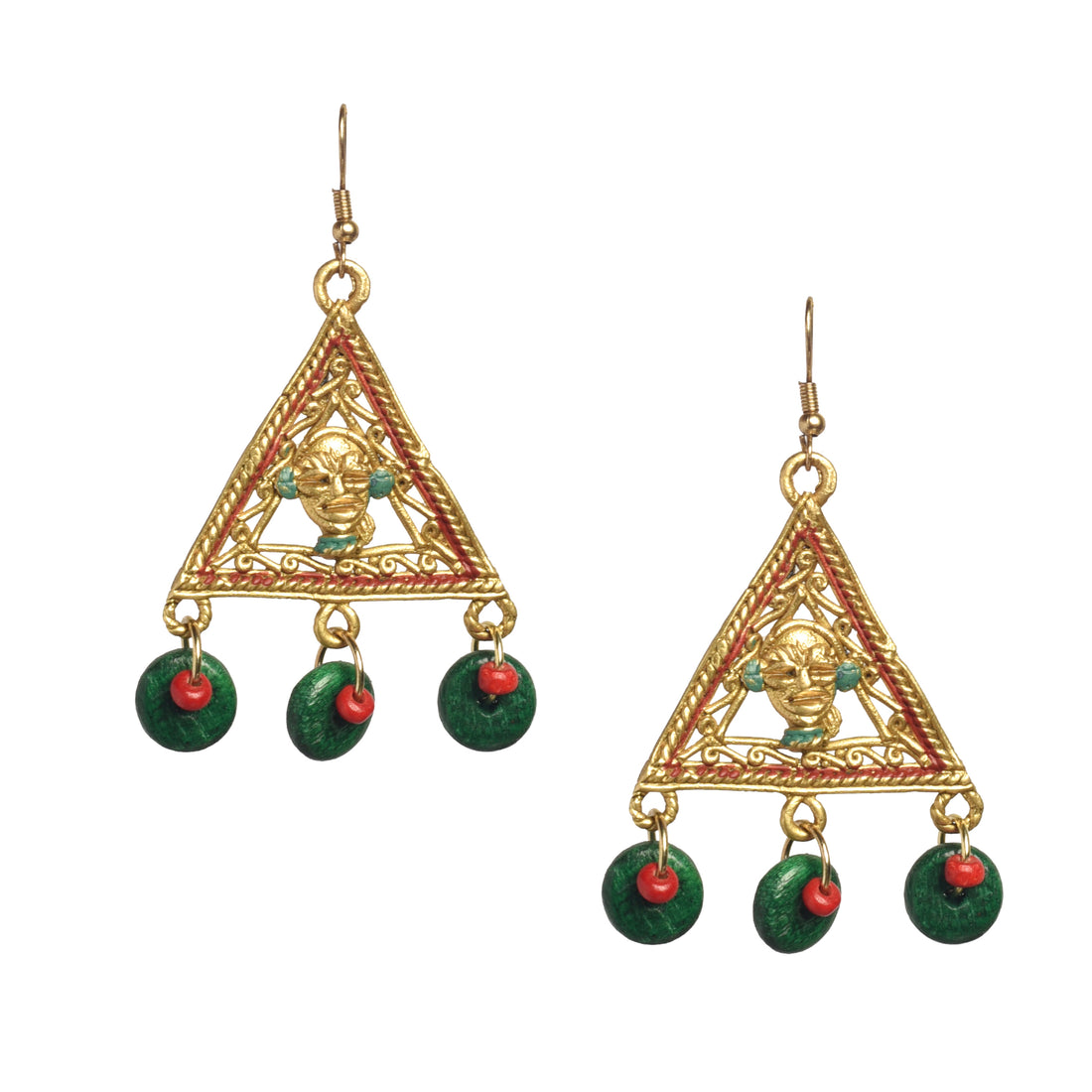 The Trinity Handcrafted Tribal Dhokra Earrings