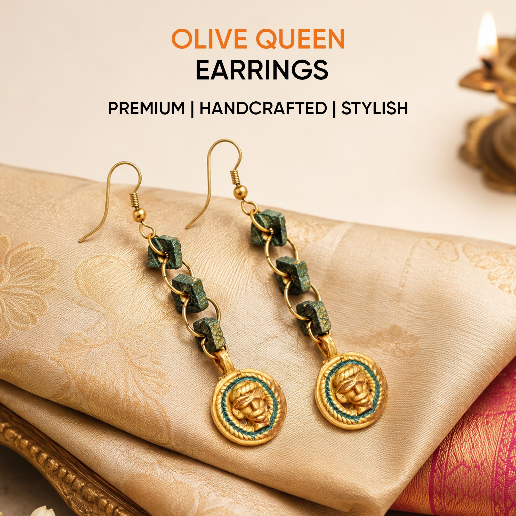 The Olive Queen Handcrafted Tribal Earrings