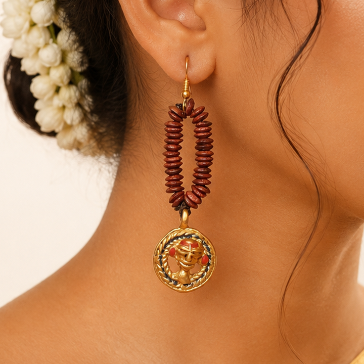 The Empress Loop Handcrafted Tribal Dhokra Earrings