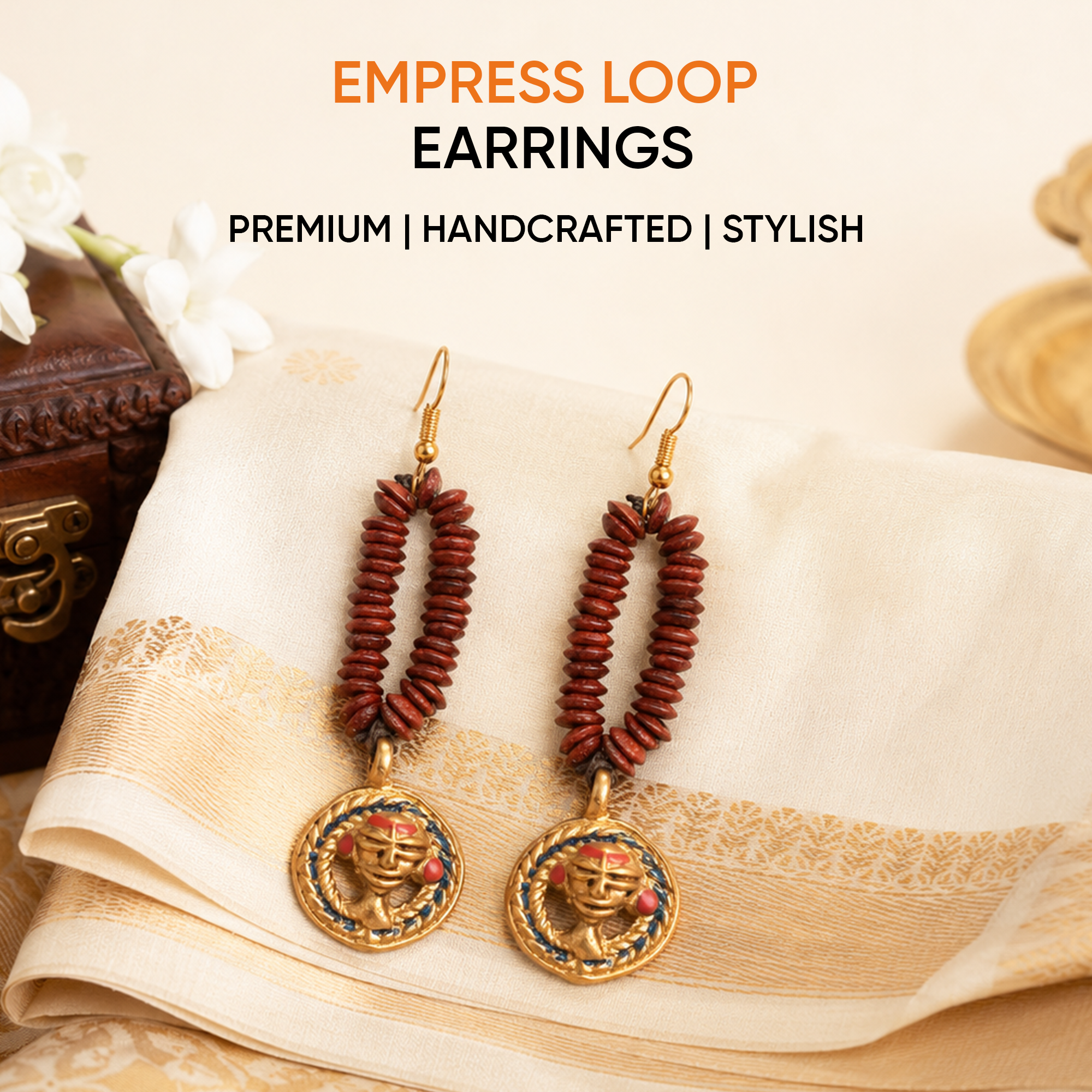 The Empress Loop Handcrafted Tribal Dhokra Earrings