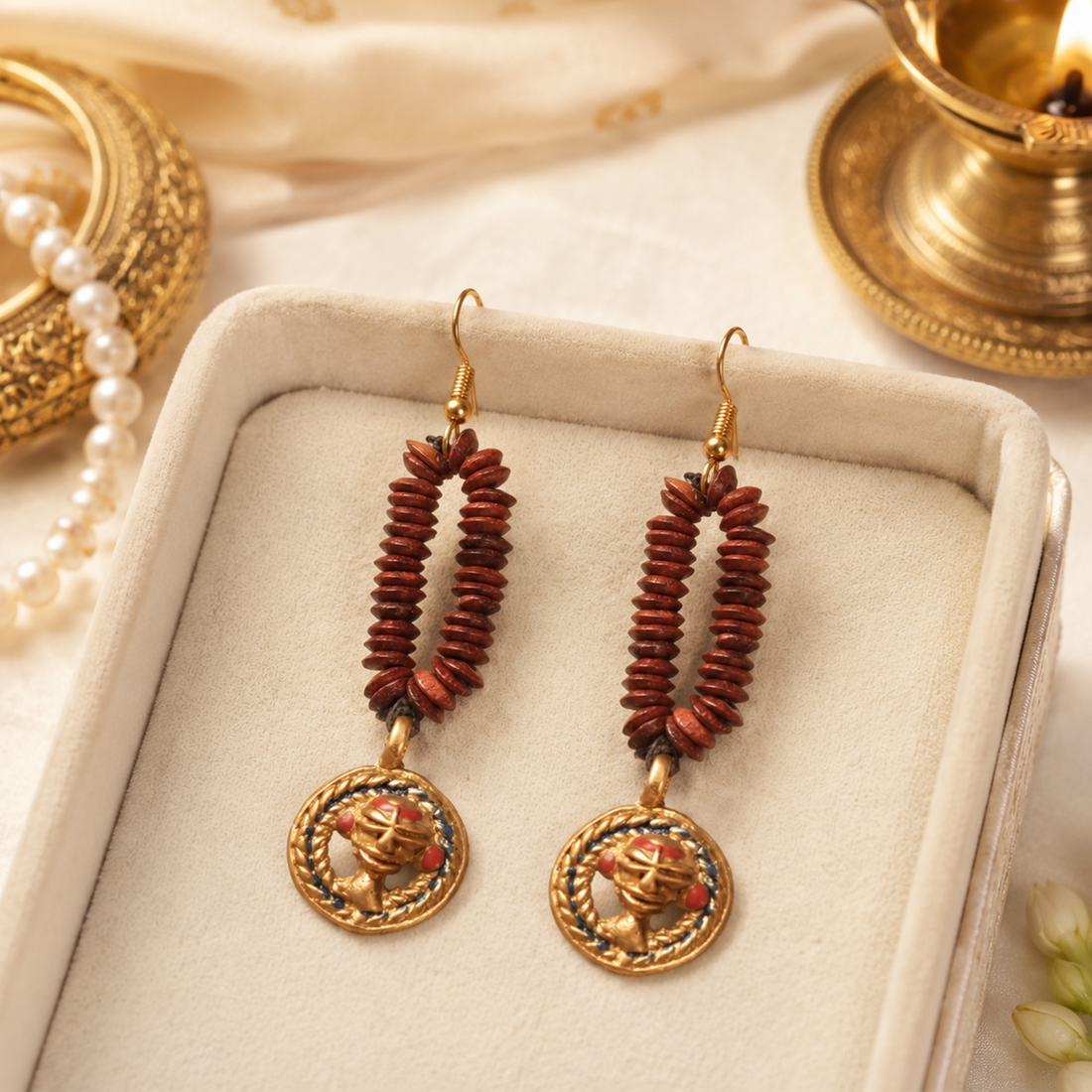 The Empress Loop Handcrafted Tribal Dhokra Earrings