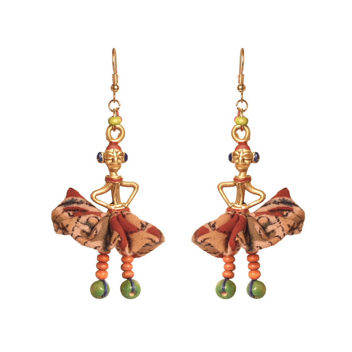 The Dancing Empress Handcrafted Tribal Dhokra Earrings in Floral Design