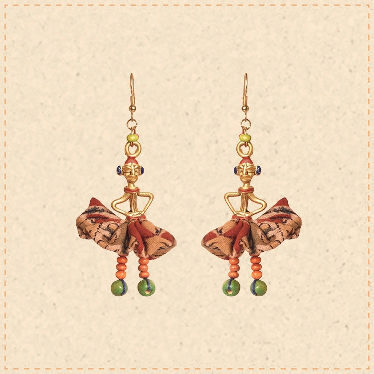 The Dancing Empress Handcrafted Tribal Dhokra Earrings in Floral Design