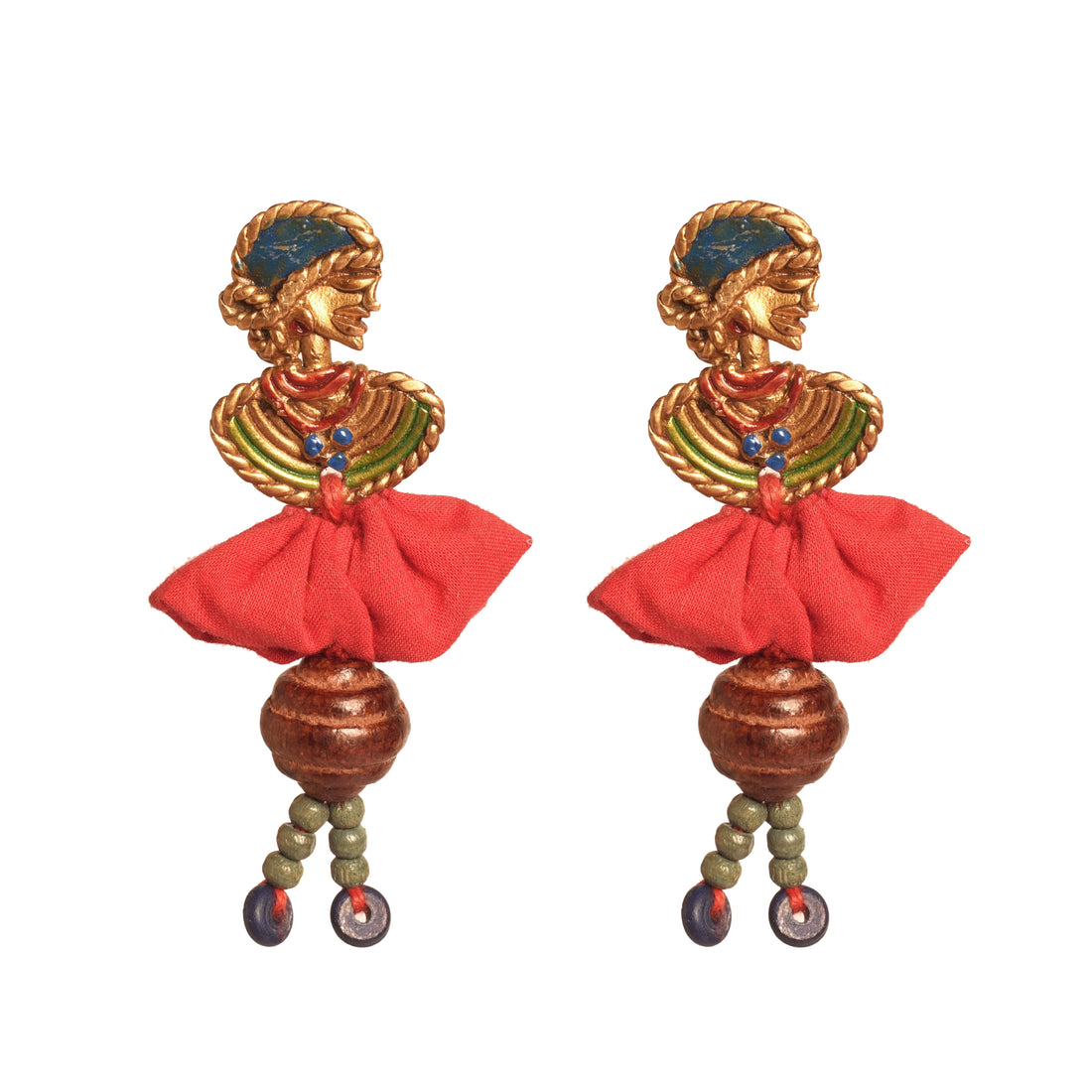 The Dancing Empress Handcrafted Tribal Dhokra Earrings in multicolours