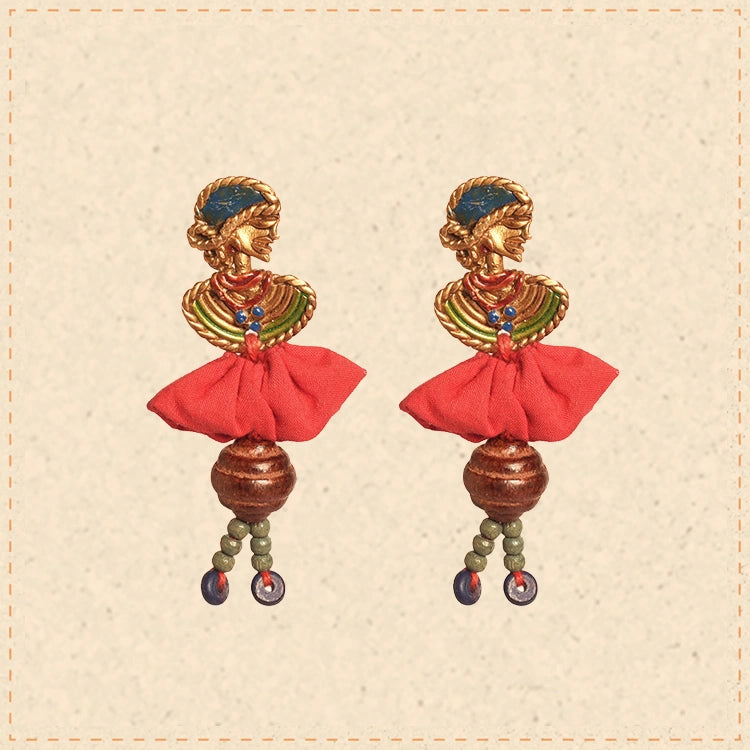 The Dancing Empress Handcrafted Tribal Dhokra Earrings in multicolours