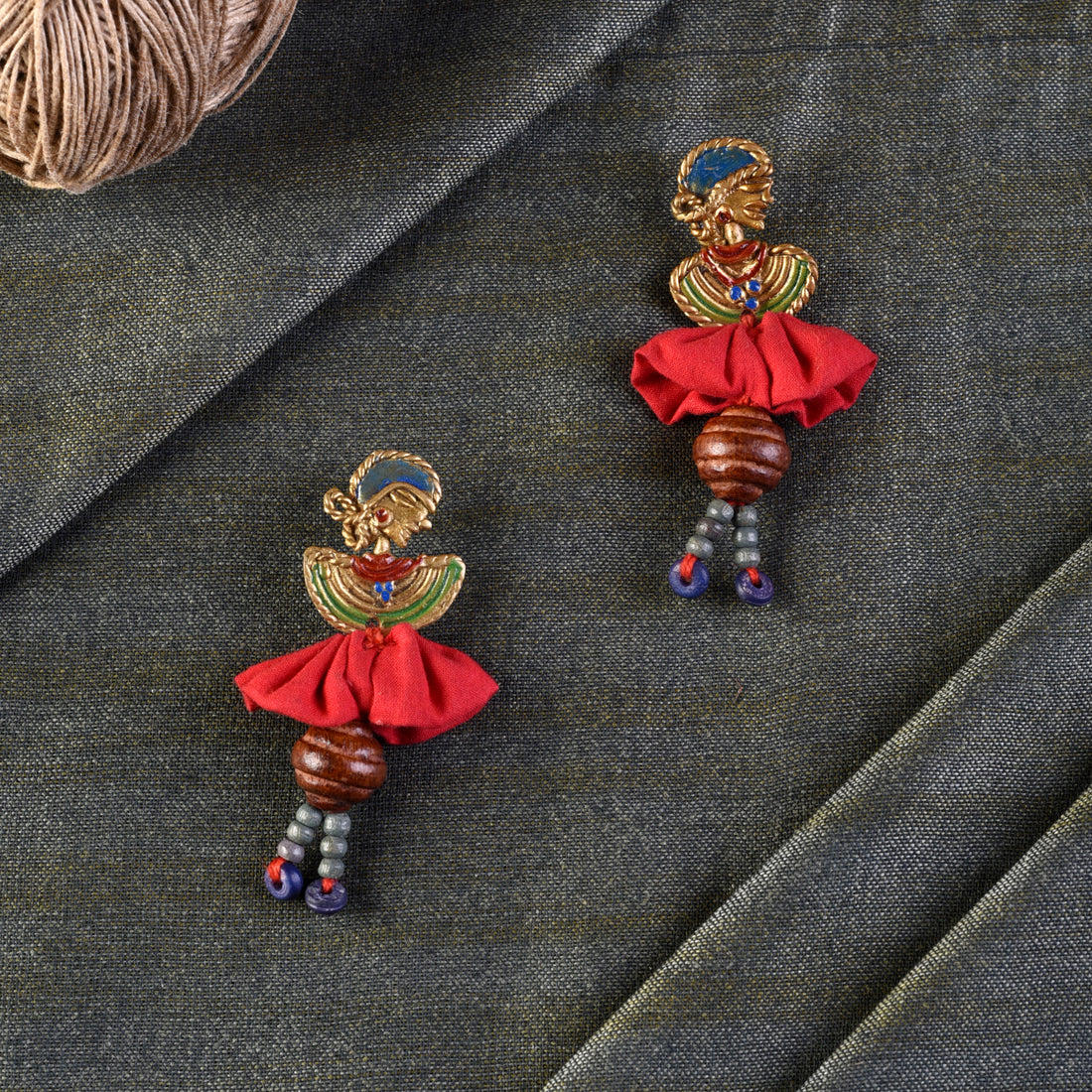 The Dancing Empress Handcrafted Tribal Dhokra Earrings in multicolours