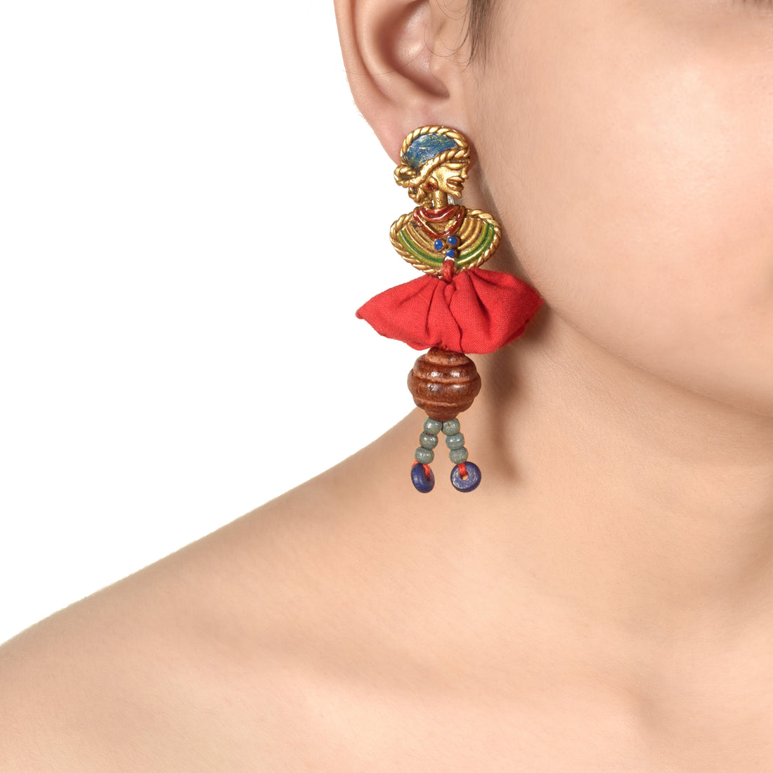 The Dancing Empress Handcrafted Tribal Dhokra Earrings in multicolours