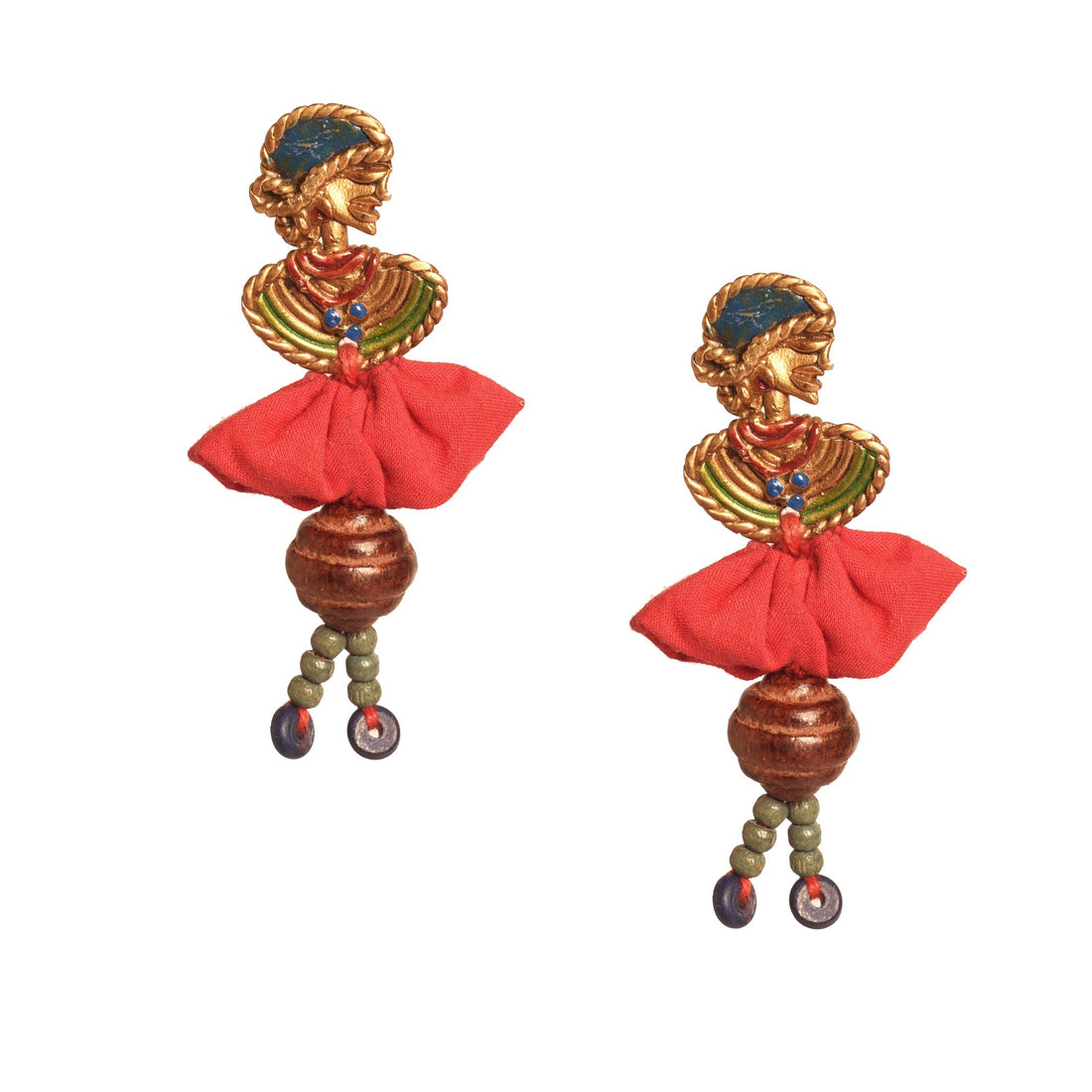 The Dancing Empress Handcrafted Tribal Dhokra Earrings in multicolours