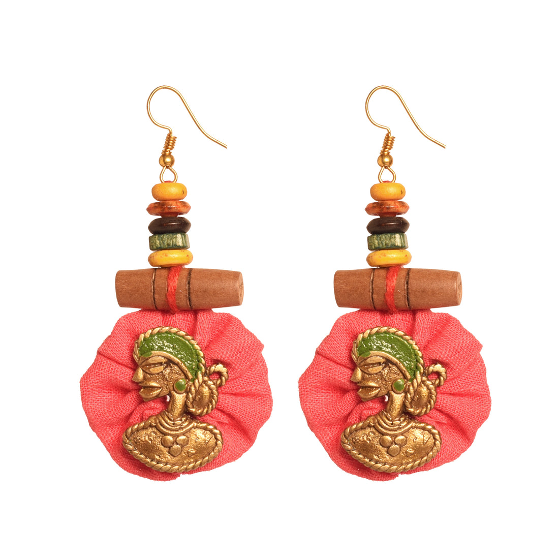 The Royal Empress Handcrafted Tribal Dhokra Round Earrings in Fuscia