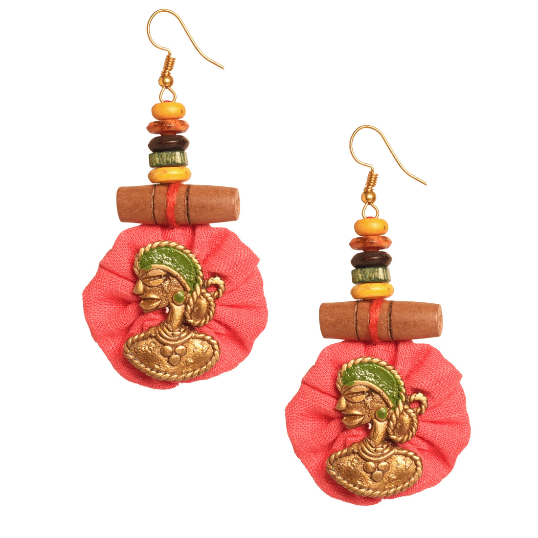 The Royal Empress Handcrafted Tribal Dhokra Round Earrings in Fuscia