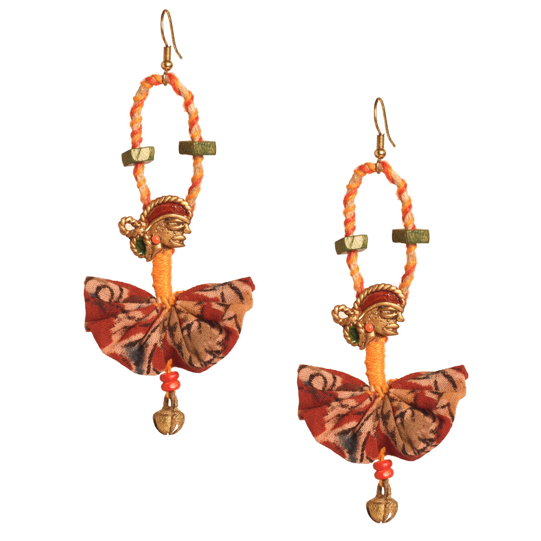 The Empress Handcrafted Tribal Dhokra Earrings in Red Floral Design