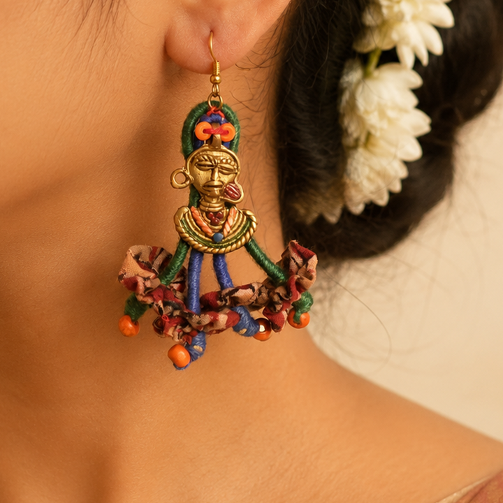 The Charm of Empress Handcrafted Tribal Dhokra Earrings