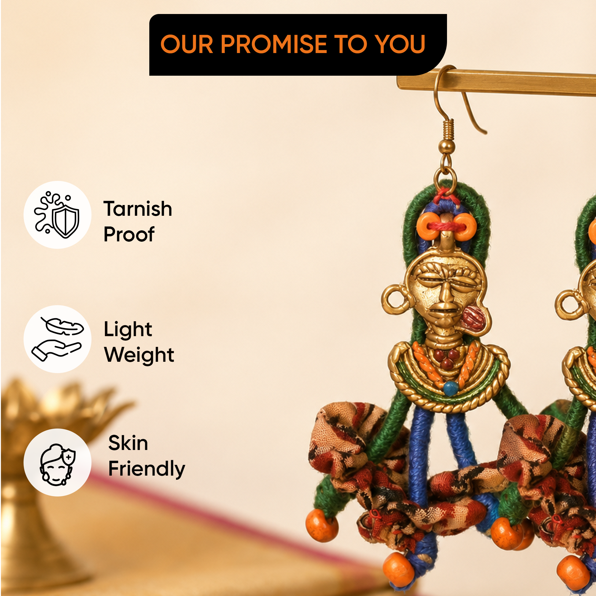 The Charm of Empress Handcrafted Tribal Dhokra Earrings