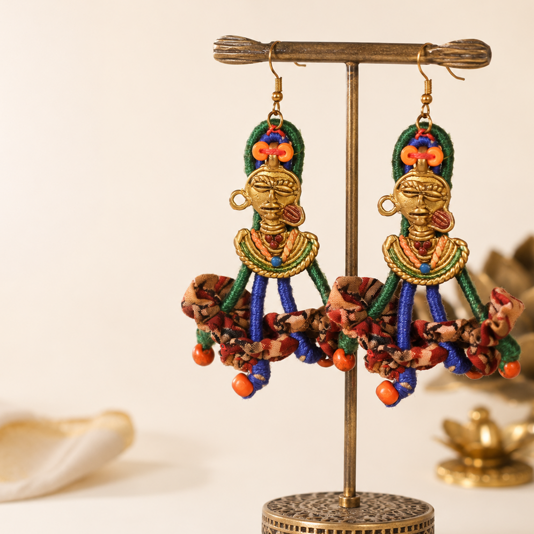 The Charm of Empress Handcrafted Tribal Dhokra Earrings