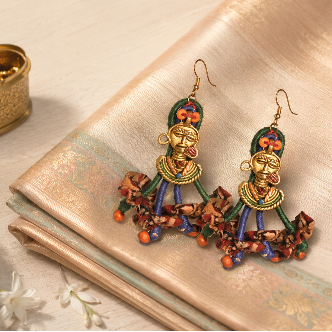 The Charm of Empress Handcrafted Tribal Dhokra Earrings