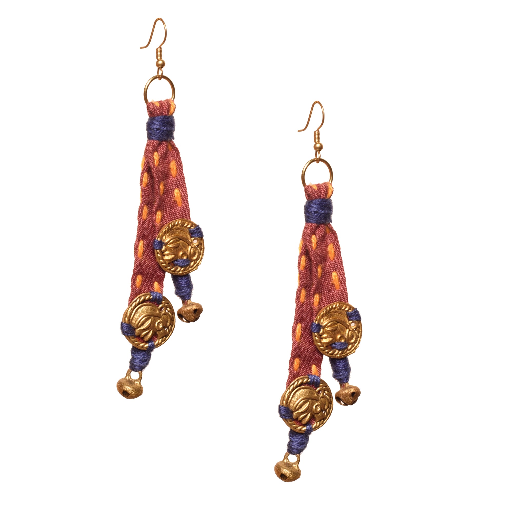 The Tribal Drops Handcrafted Dhokra Earrings in fabric