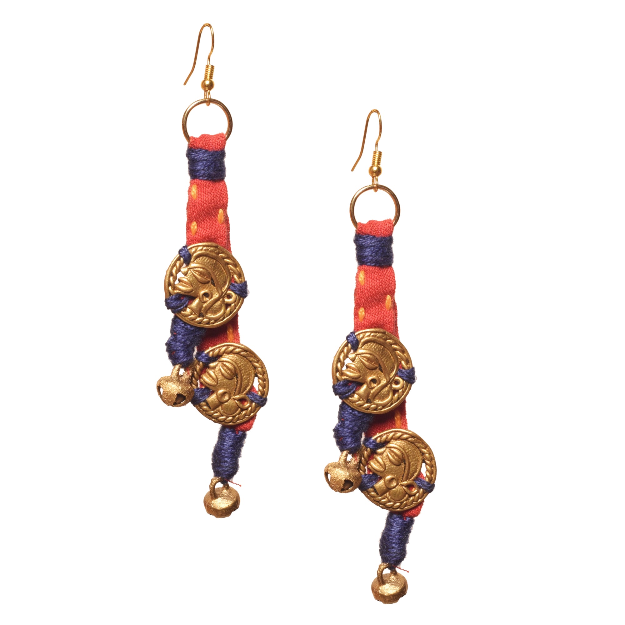 The Tribal Drops Handcrafted Tribal Dhokra Earrings in fabric
