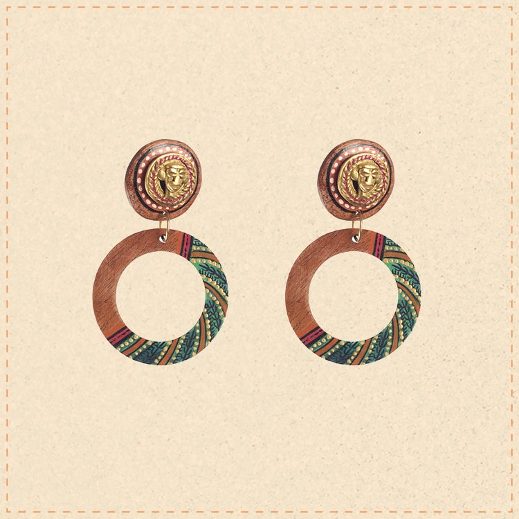 Life's Circle Handcrafted Earrings (Green)